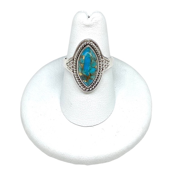 Jewelry - Copper Turquoise 925 Sterling Silver Ring Sz 7